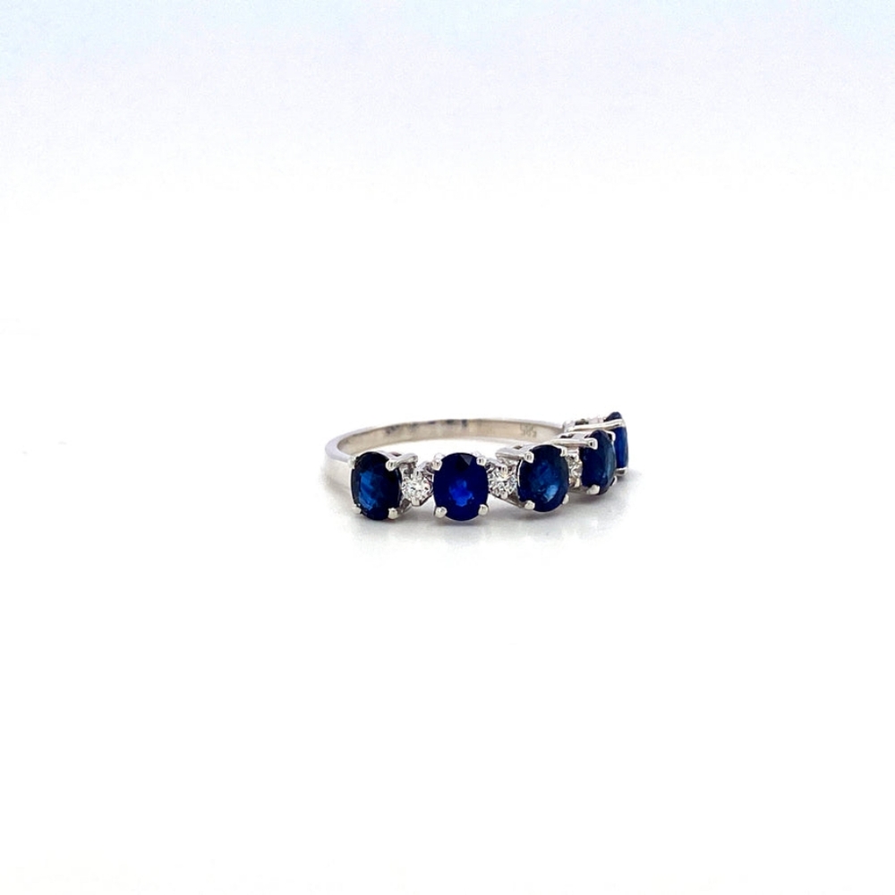 Sapphire and Diamond Ring in 14 K White Gold